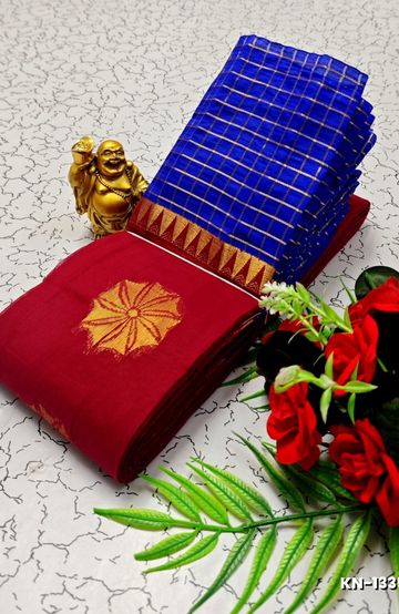 Korvai kotanji Trendy & Fancy bhutta and 2/100  Silk Cotton Sarees Function wear - TOMATO COLOUR (1)