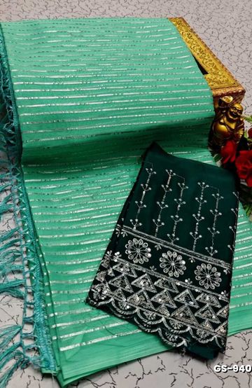 Dailywear cotton sarees premium look lightweight comfortable wear - LIGHT GREEN SHADE (2)
