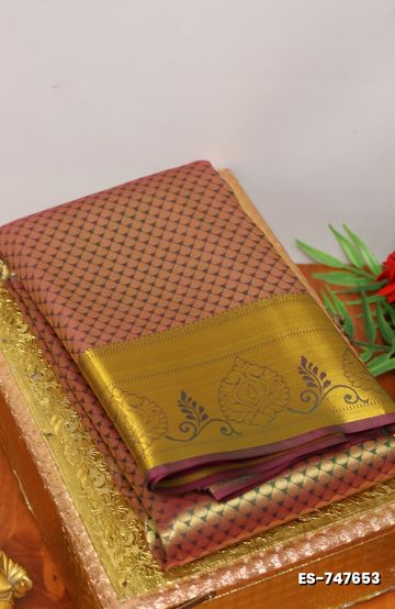 BRIDAL SILK GOLD SILVAR AND COPPER ZARI WEAVE AND WEDDING ART SILK SAREES - BROWN (1)