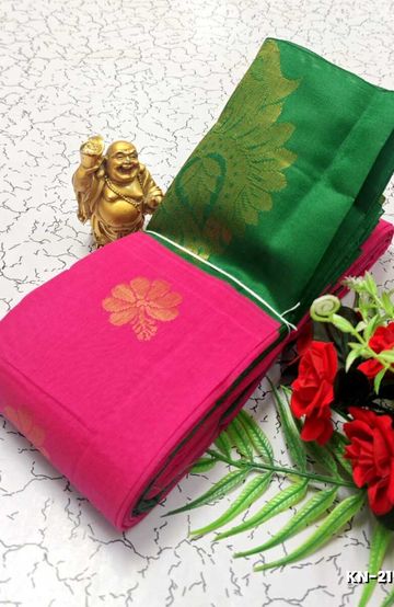 Korvai kotanji Trendy & Fancy bhutta and 2/100 Silk Cotton Sarees Function wear - LIGHT PINK