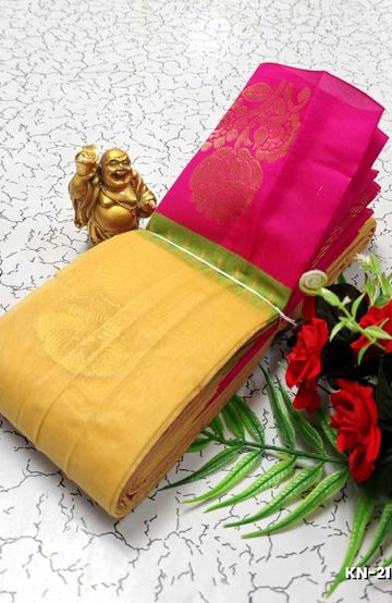 Korvai kotanji Trendy & Fancy bhutta and 2/100 Silk Cotton Sarees Function wear - GOLD