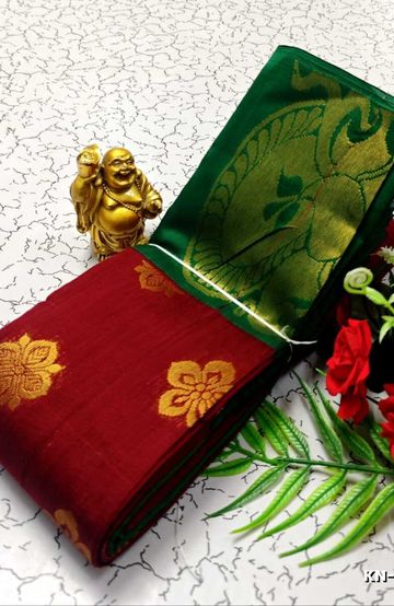 Korvai kotanji Trendy & Fancy bhutta and 2/100 Silk Cotton Sarees Function wear - MERUN