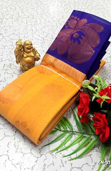Korvai kotanji Trendy & Fancy bhutta and 2/100 Silk Cotton Sarees Function wear - ORANGE N