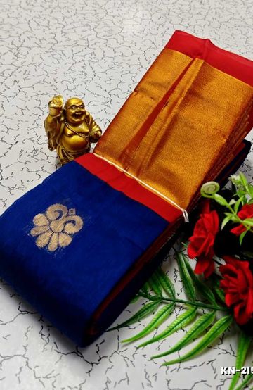Korvai kotanji Trendy & Fancy bhutta and 2/100 Silk Cotton Sarees Function wear - R BLUE