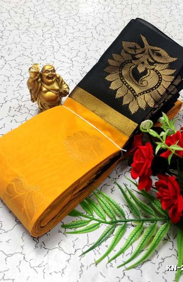 Korvai kotanji Trendy & Fancy bhutta and 2/100 Silk Cotton Sarees Function wear - YELLOW COLOR