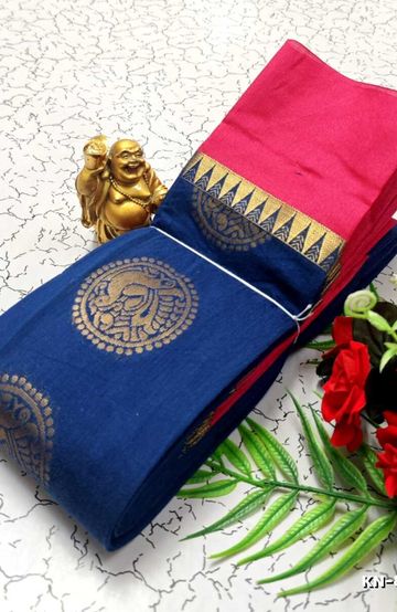 Korvai kotanji Trendy & Fancy bhutta and 2/100 Silk Cotton Sarees Function wear - LIGHT BLUE (1)