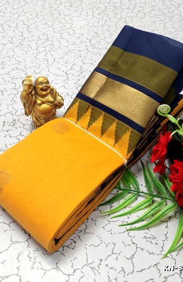 Korvai kotanji Trendy & Fancy bhutta and 2/100 Silk Cotton Sarees Function wear - YELLOW COLOR (1)