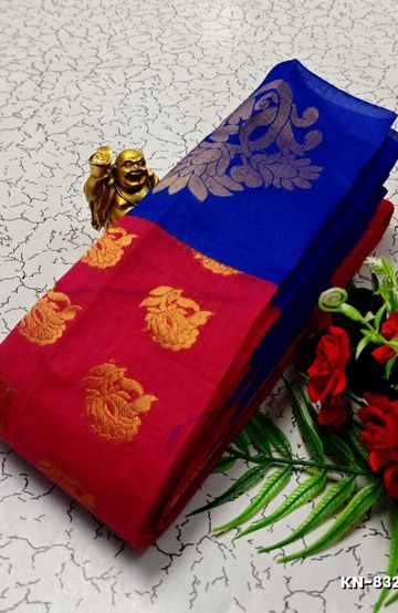 Korvai kotanji Trendy & Fancy bhutta and 2/100 Silk Cotton Sarees Function wear - MEJANTA (1)
