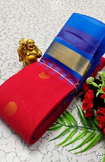 Korvai kotanji Trendy & Fancy bhutta and 2/100 Silk Cotton Sarees Function wear - DARK PINK (2)