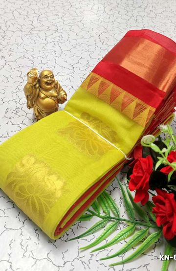Korvai kotanji Trendy & Fancy bhutta and 2/100 Silk Cotton Sarees Function wear - FLORAISON GREEN (1)