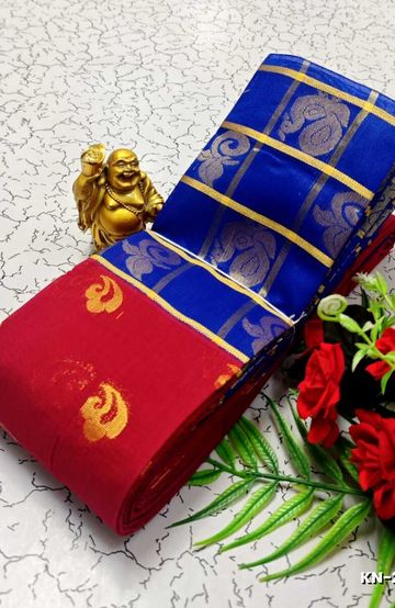 Korvai kotanji Trendy & Fancy bhutta and 2/100 Silk Cotton Sarees Function wear - TOMATO COLOUR (7)