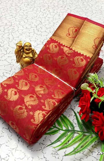 Korvai kotanji Trendy & Fancy bhutta and 2/100 Silk Cotton Sarees Function wear Saree - DARK PINK