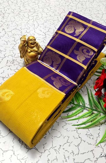 Korvai kotanji Trendy & Fancy bhutta and 2/100 Silk Cotton Sarees Function wear Saree - YELLOW COLOR