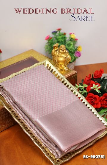 BRIDAL SILK GOLD SILVAR AND COPPER ZARI WEAVE AND WEDDING ART SILK SAREES - ONIYAN PINK (3)