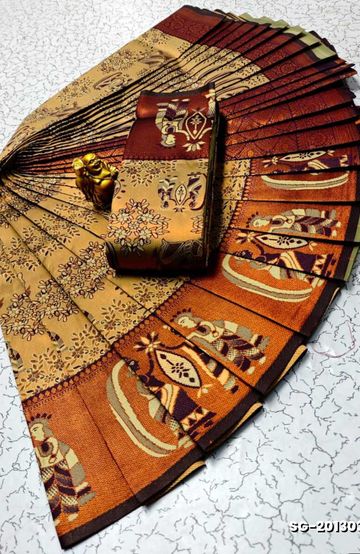 GEORGETTE FANCY SOFT SILK SAREES WITH BLOUSE MODERN FANCY ITEM SAREES - LIGHT GREEN (2)