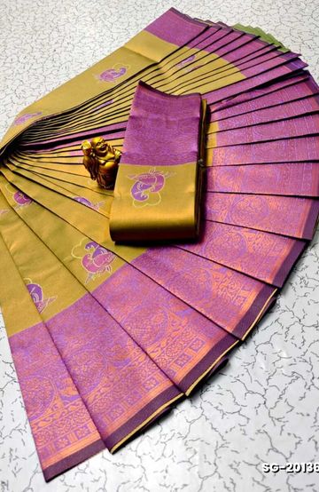 TRADITIONAL KIDS PATTU PAVADAI SET FUNCTION AND FESTIVAL WEAR - YELLOW COLOR (1)