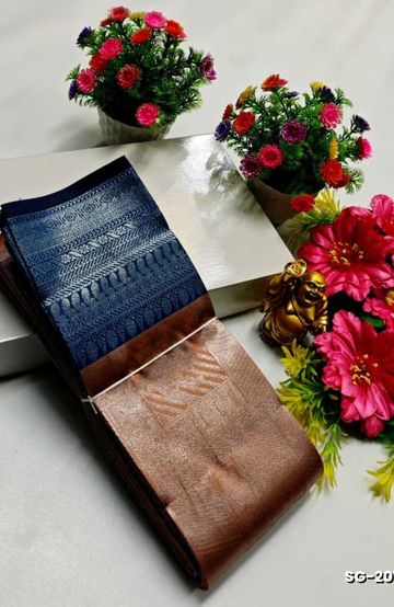 BRIDAL SILK GOLD SILVAR AND COPPER ZARI WEAVE AND WEDDING ART SILK SAREES - LITE GREEN (1)