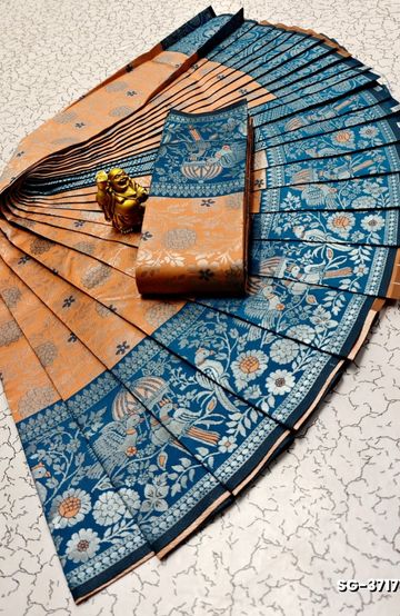 Premium Fancy saree saree rapier fancy light weight silk type sarees flower design function wear Long Border  - BLACK
