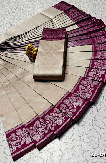 Banaras with our banarasi cotton fabric a beautiful fusion of classic artistry and breathable comfort wear saree - BEIGE COLOUR