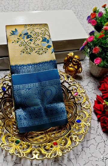 KUBERA ELITE BRIDAL RAPIER FANCY LIGHT WEIGHT SILK TYPE SAREES FUNCTION WEAR SAREE - YELLOW COLOR