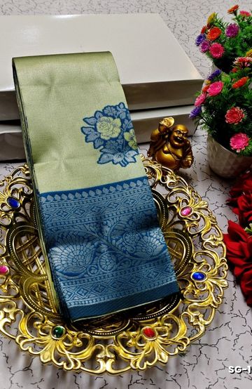 KUBERA ELITE BRIDAL RAPIER FANCY LIGHT WEIGHT SILK TYPE SAREES FUNCTION WEAR SAREE - LIGHT GREEN (1)