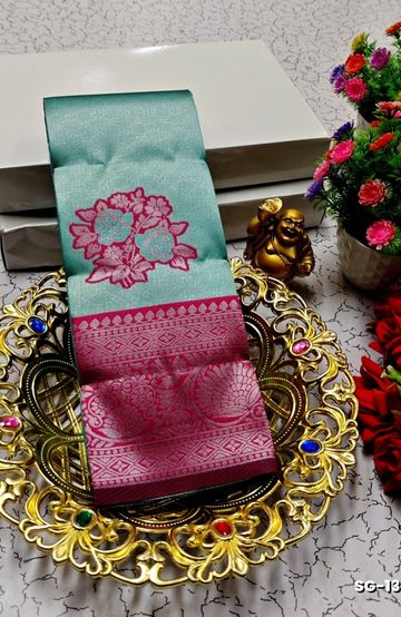 KUBERA ELITE BRIDAL RAPIER FANCY LIGHT WEIGHT SILK TYPE SAREES FUNCTION WEAR SAREE - TEAL COLOUR (1)