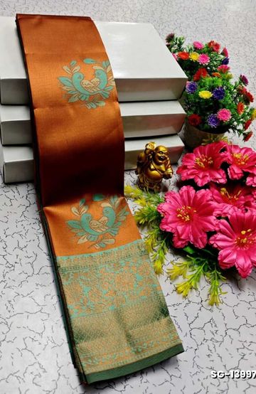 KUBERA ELITE BRIDAL RAPIER FANCY LIGHT WEIGHT SILK TYPE SAREES FUNCTION WEAR SAREE - BRONCE COLOUR (1)