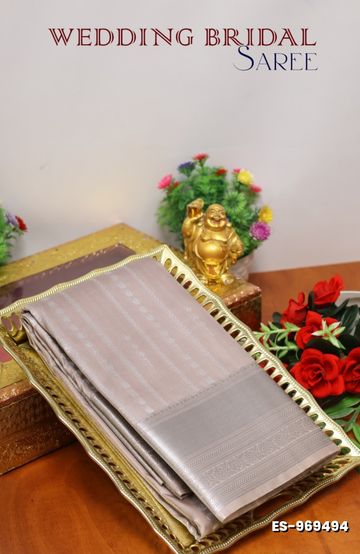 BRIDAL SILK GOLD SILVAR AND COPPER ZARI WEAVE AND WEDDING ART SILK SAREES - LITE GREEN (1)