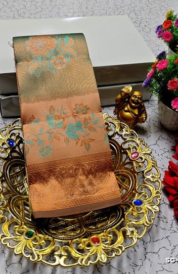 FANCY PLAIN SOFT SILK SAREES  COPPER DESIGN BORDER  - PURPLE COLOUR (1)