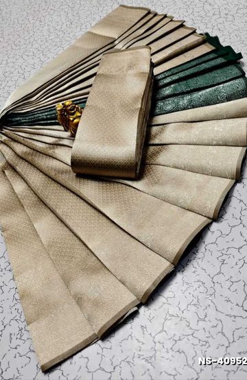 FANCY SILVAR ZARI LIGHT WEIGHT NILA SAREES - LIGHT SANDLE