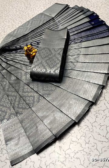 MODERN FANCY SOFT SILK SAREES WITH BUTTA DESIGN - LIGHT ORANGE (1)