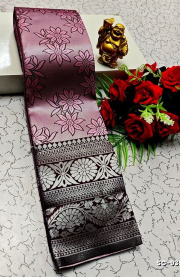Luxurious heavy work blouse fabric with floral goldwork jaal border - DARK PINK (4)
