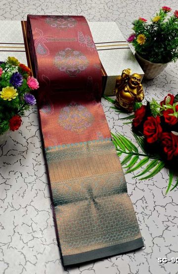 BRIDAL SILK GOLD SILVAR AND COPPER ZARI WEAVE AND WEDDING ART SILK SUBA MUHURTHA PATTU SAREES - WHITE (2)