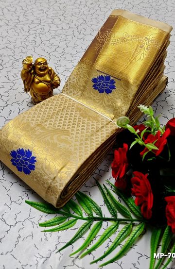 BRIDAL SILK GOLD SILVAR AND COPPER ZARI WEAVE AND WEDDING ART SILK SAREES - TUQUOISE (4)