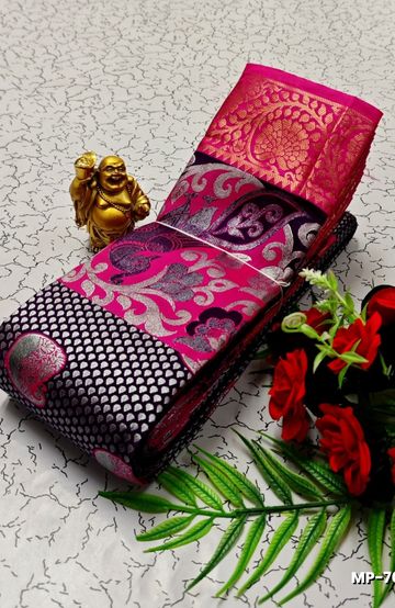 Digital printing dola silk cotton sarees - LIGHT PINK