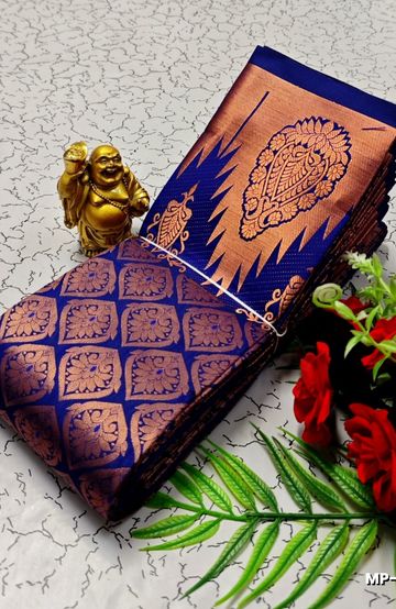 MODERN FANCY SOFT SILK SAREES WITH BUTTA DESIGN - NORMAL  BLUE (1)