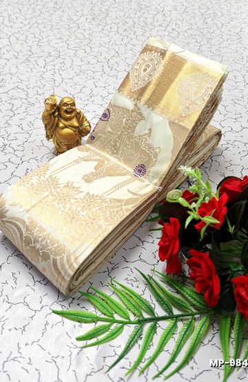 Dailywear cotton sarees all over body flower designpattern design premium look lightweight comfortable wear - CREAM