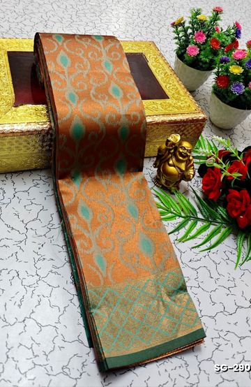 MODERN FANCY SOFT SILK SAREES WITH BUTTA DESIGN - GOLD