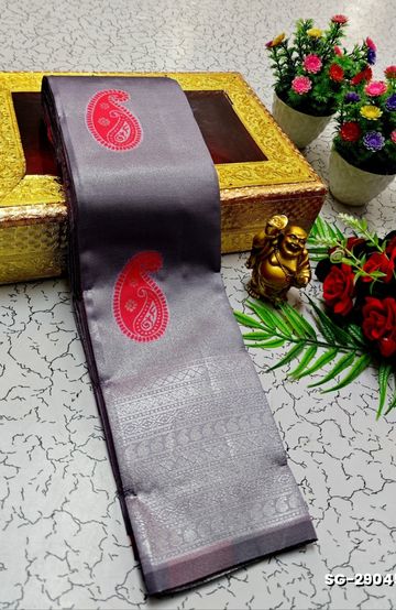 KANCHIPURAM TISSUE TRENDING DESIGN FANCY DHARMAVARAM SILK SAREES - PURPLE - PEACOCK BLUE