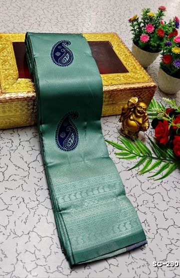 BRIDAL SILK GOLD SILVAR AND COPPER ZARI WEAVE AND WEDDING ART SILK SAREES - ORANGE (3)