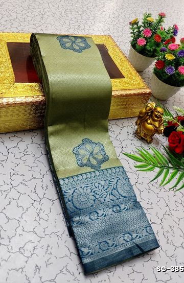 KUBERA ELITE BRIDAL RAPIER FANCY LIGHT WEIGHT SILK TYPE SAREES FUNCTION WEAR SAREE FANCY DESIGN - LIGHT GREEN
