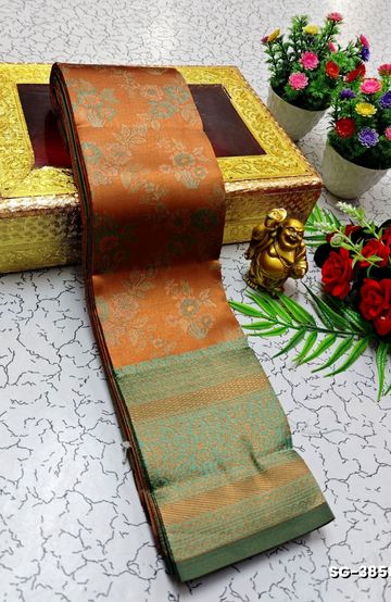 KUBERA ELITE BRIDAL RAPIER FANCY LIGHT WEIGHT SILK TYPE SAREES FUNCTION WEAR SAREE FANCY DESIGN - COPPER COLOR