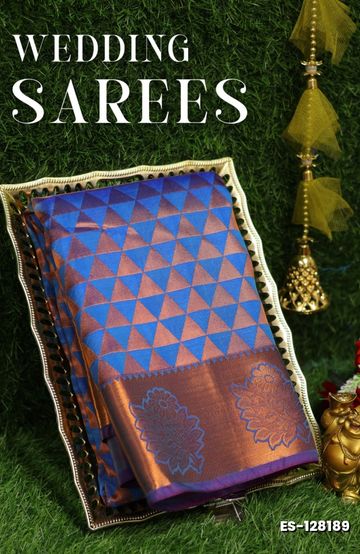 BRIDAL SILK GOLD SILVAR AND COPPER ZARI WEAVE AND WEDDING ART SILK SAREES - ORANGE N (10)