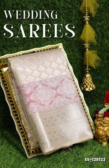 BRIDAL SILK GOLD SILVAR AND COPPER ZARI WEAVE AND WEDDING ART SILK SAREES - BOTTLE GREEN