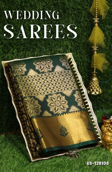 BRIDAL SILK GOLD SILVAR AND COPPER ZARI WEAVE AND WEDDING ART SILK SAREES - DARK PINK (14)