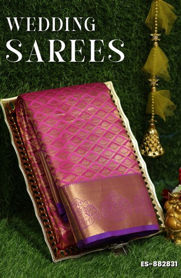 Samuthrika / Vasthrakala Bridal Silk Saree Wedding Saree - DARK PINK (3)