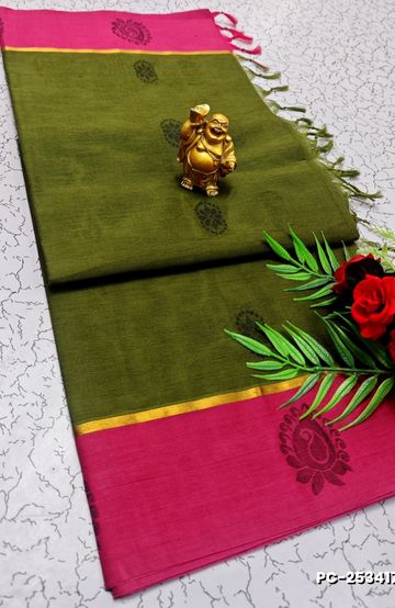 BRIDAL SILK GOLD SILVAR AND COPPER ZARI WEAVE AND WEDDING ART SILK SAREES - MAUVE COLOUR (7)