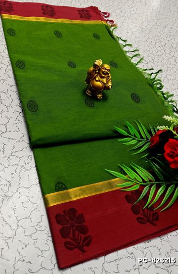 PURE COTTON HAND WORK BUTTAS SAREES – SUMMER SPECIAL COLLECTION - GREEN