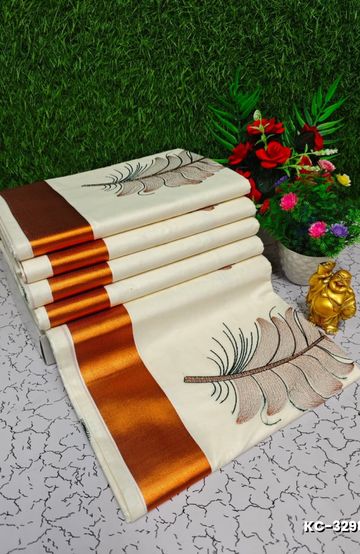 Designer Multi-Color Floral Print Blouse Fabric - IVORY COLOUR