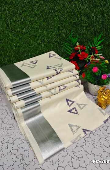 Banaras with our banarasi cotton fabric a beautiful fusion of classic artistry and breathable comfort wear saree - BEIGE COLOUR